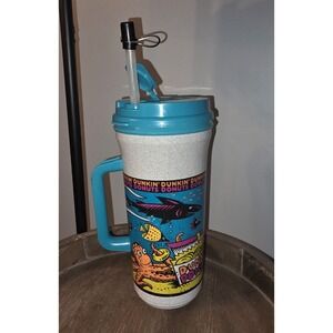 Vtg Whirley 90s Dunkin Donuts 32oz Insulated Travel Tumbler Mug With Straw
